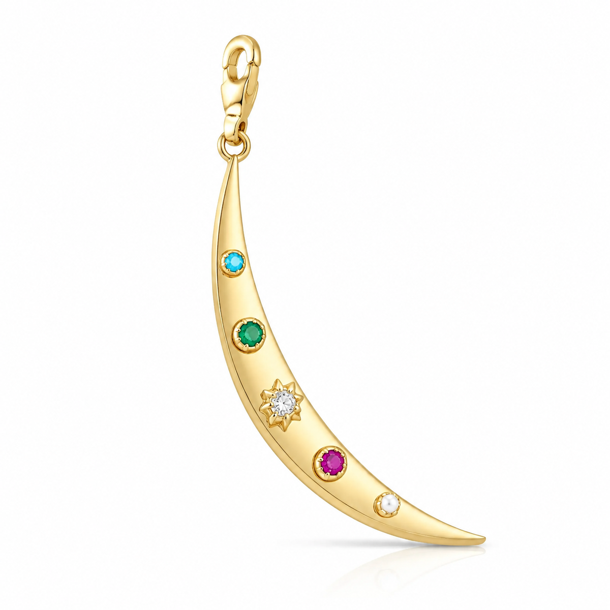 Multi Stone Gold Crescent