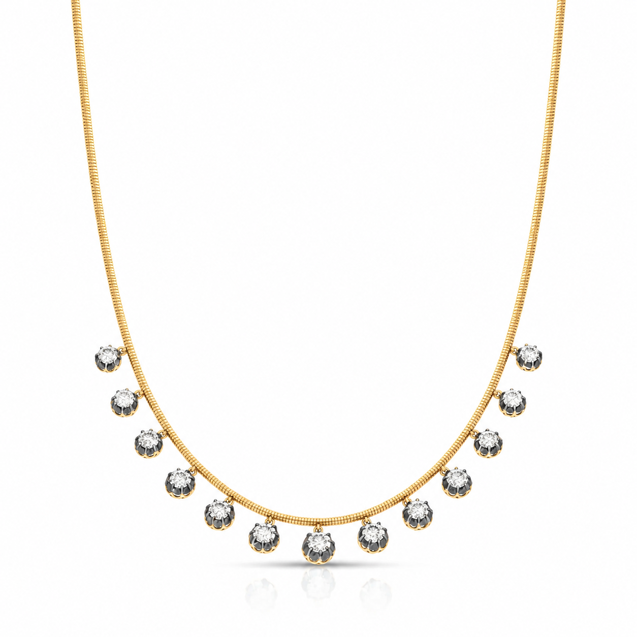 Blackened Diamond Fringe Necklace