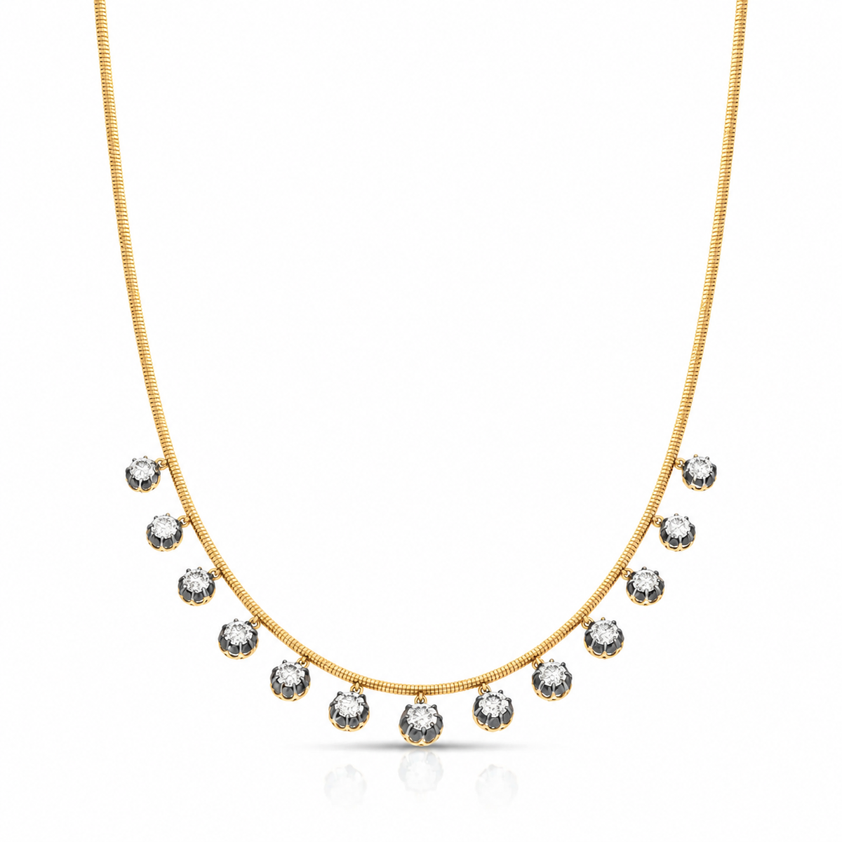 Blackened Diamond Fringe Necklace