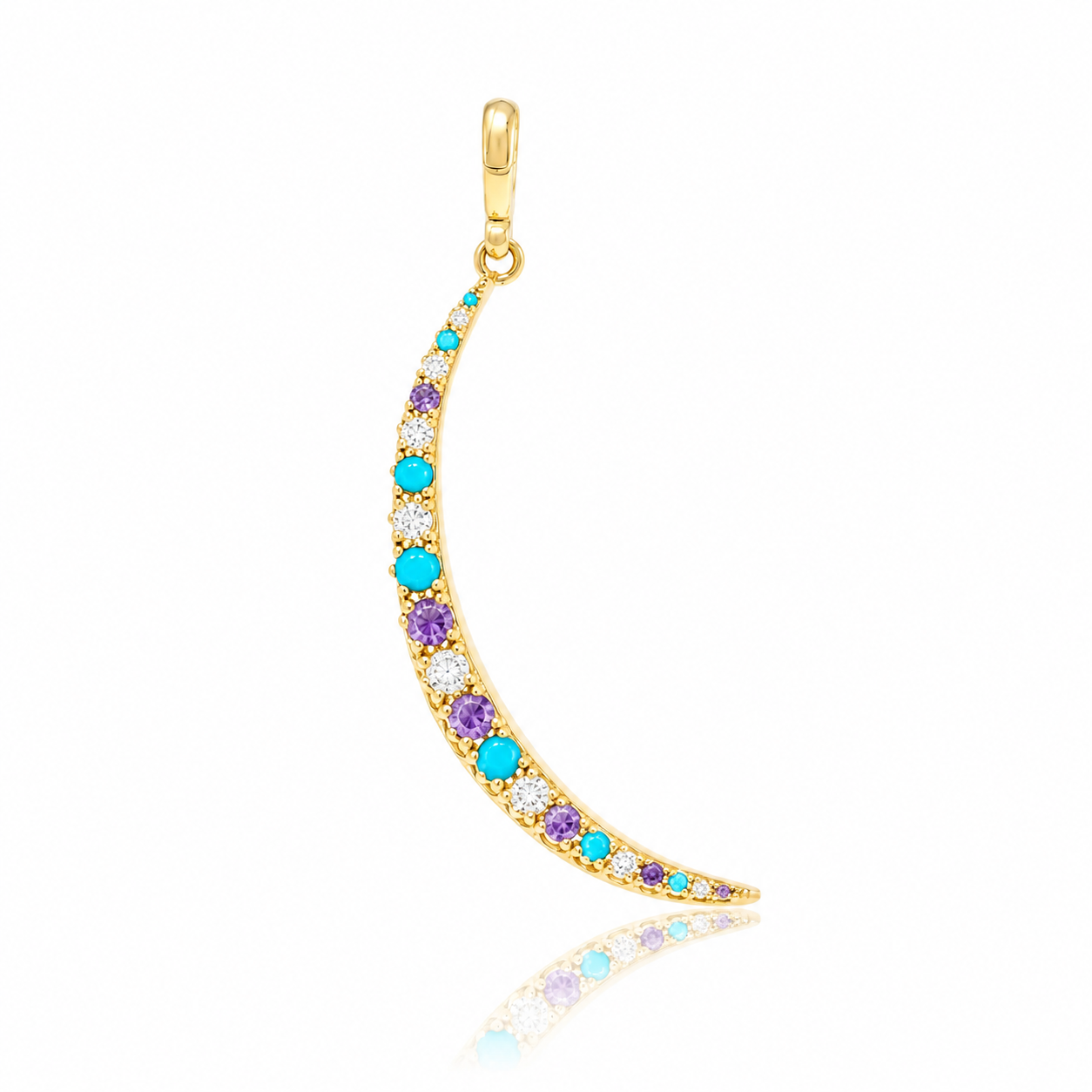 Multi Stone Crescent Charm