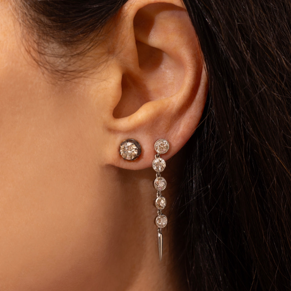 Blackened Diamond Studs