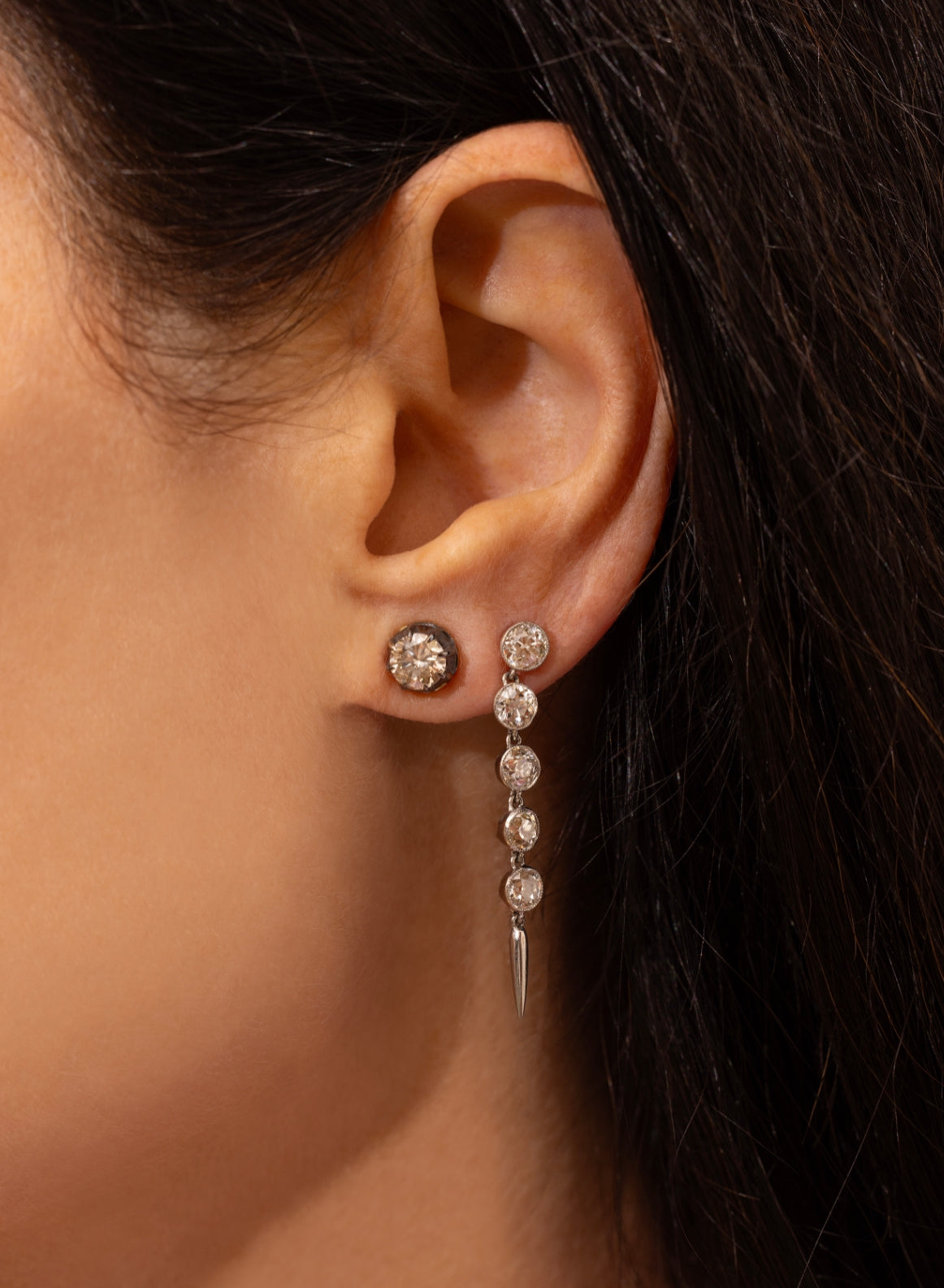 Blackened Diamond Studs