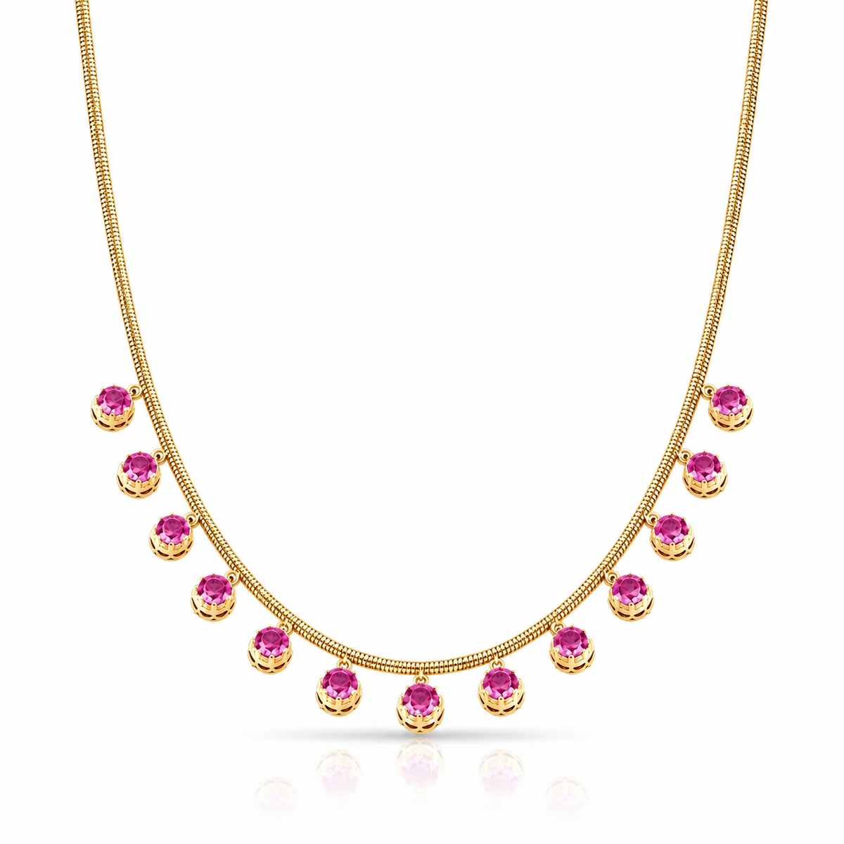 Pink Sapphire Fringe Necklace
