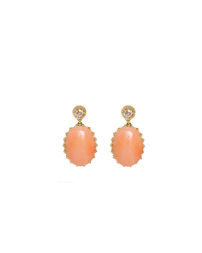 Coral and Diamond Victorian Drop Earrings