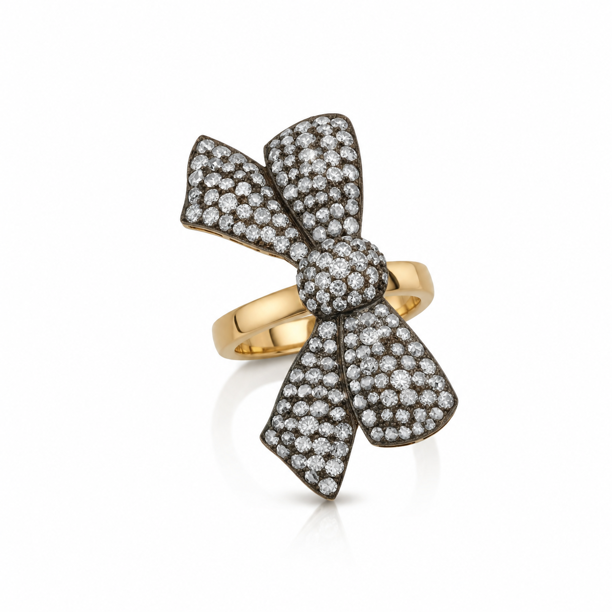 Blackened Diamond Bow Ring