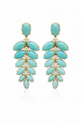 Turquoise and Diamond Leaf Earrings