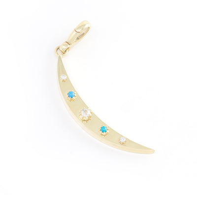 Small Diamond and Turquoise Crescent Charm