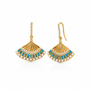 Turquoise, Emerald and Pearl Fan Earrings