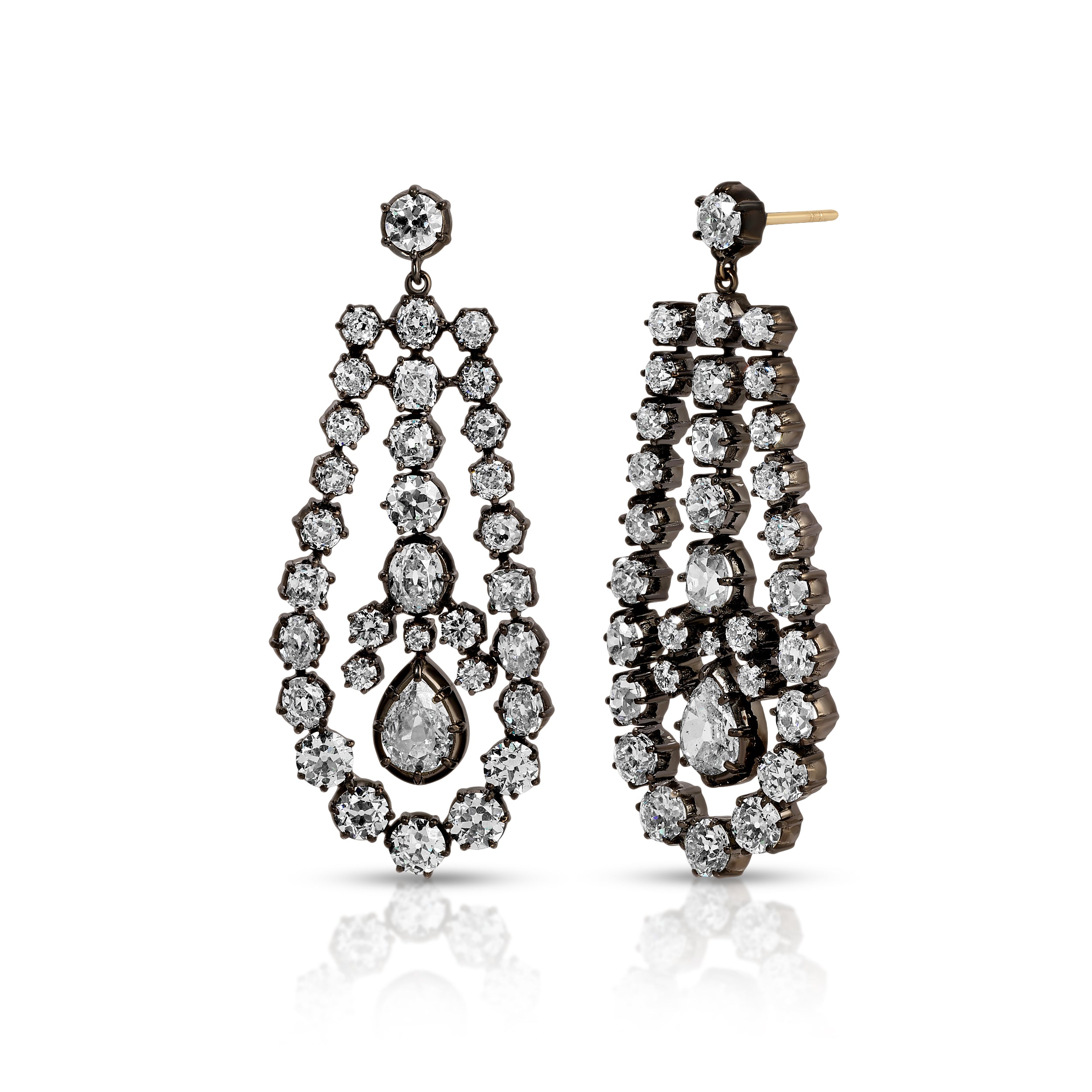 Blackened Diamond Georgian Chandelier Earrings