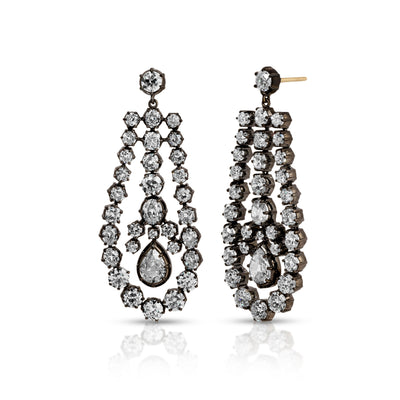 Blackened Diamond Georgian Chandelier Earrings
