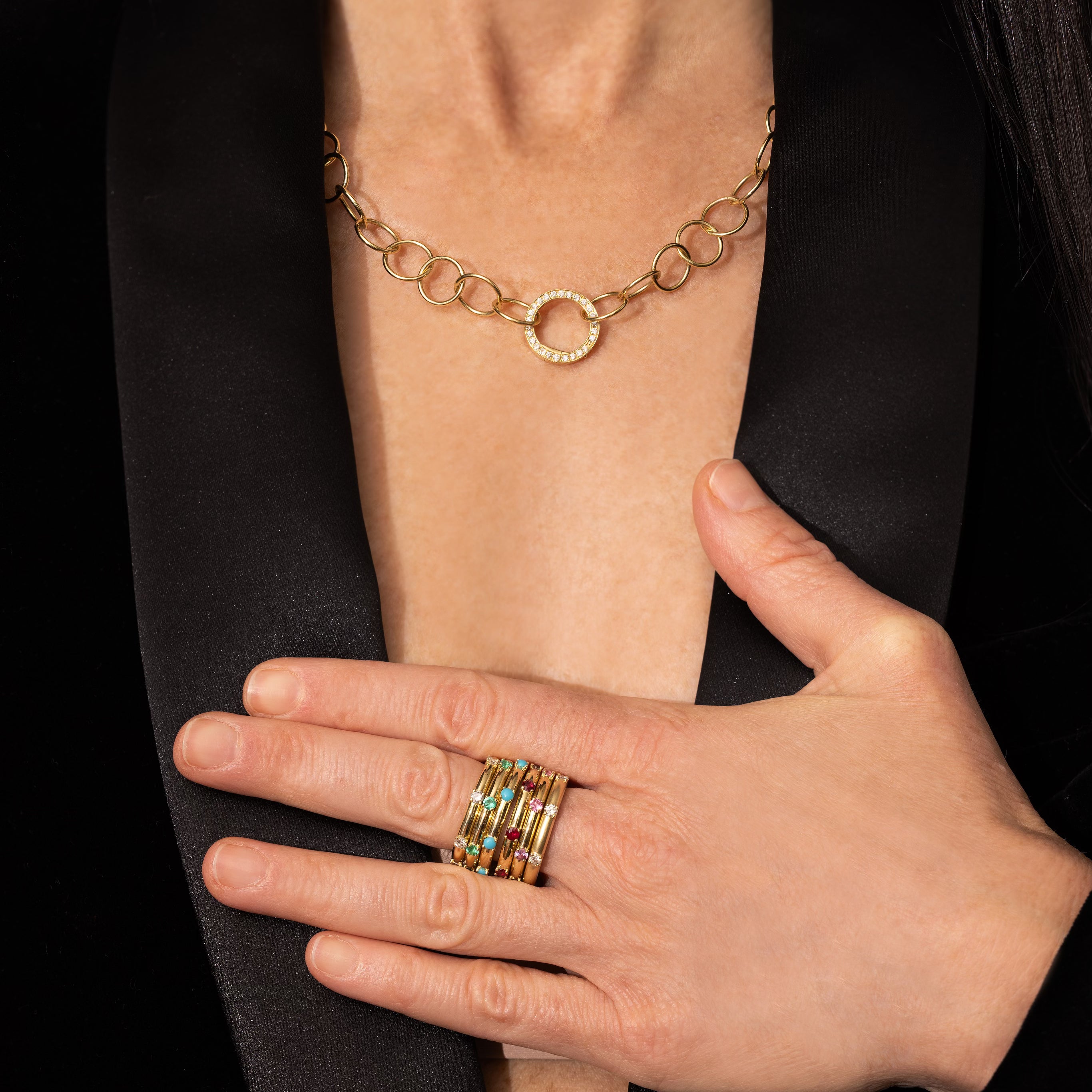 Circle Chain with Diamond Clasp