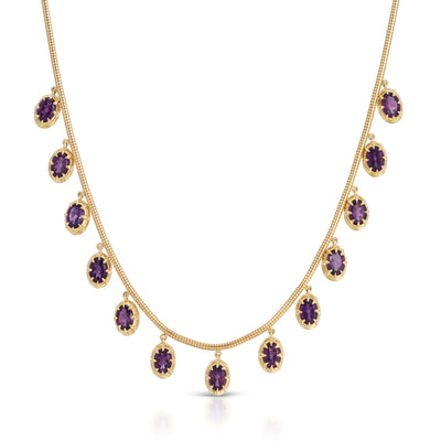 Oval Amethyst Fringe Necklace