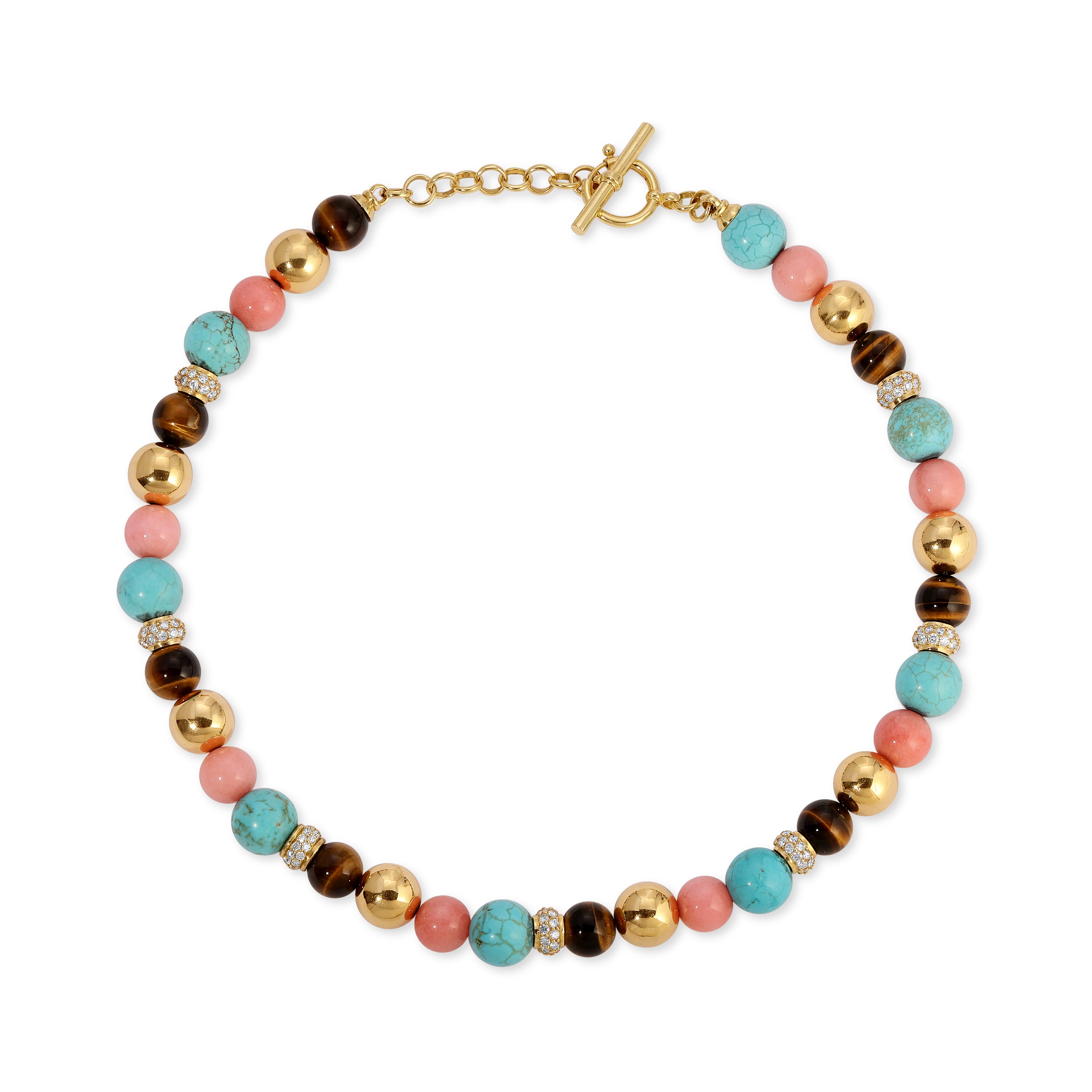Multi Color Beaded Disco Ball Necklace
