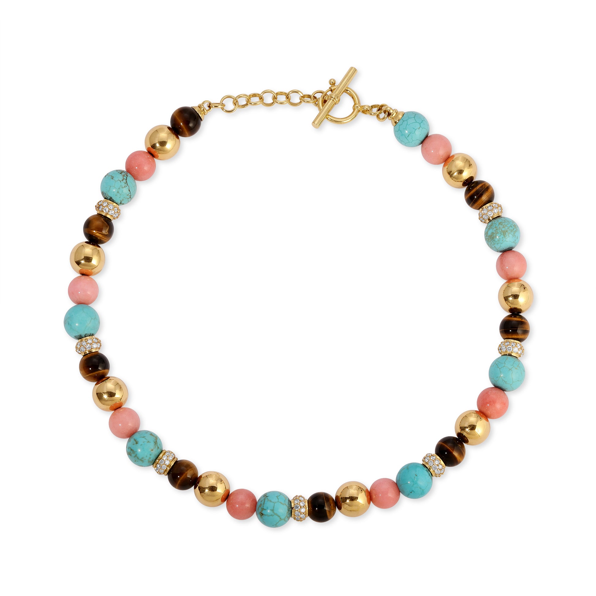 Multi Color Beaded Disco Ball Necklace