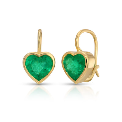Emerald Heart Drop Earrings