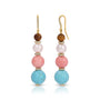 Tigers Eye, Pearl, Coral and Turquoise Drop Earrings