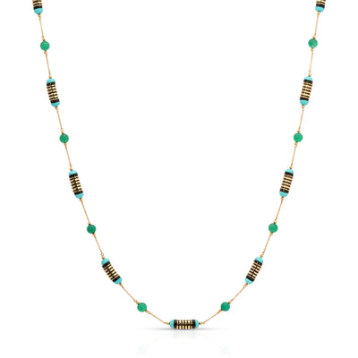 Enamel Multistone Necklace on Chain