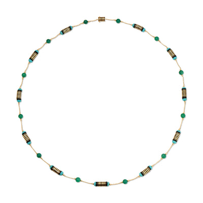 Enamel Multistone Necklace on Chain
