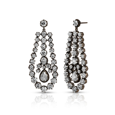 Blackened Diamond Georgian Chandelier Earrings