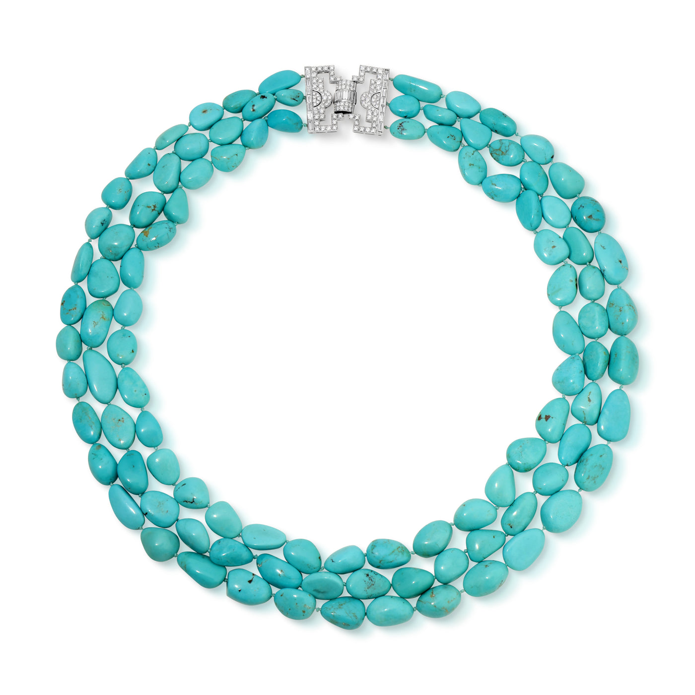 Three Layer Turquoise Beads with Diamond Clasp