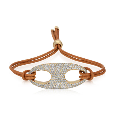 Pave Nautical Link on Leather