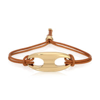 Gold Nautical Link on Leather Bracelet
