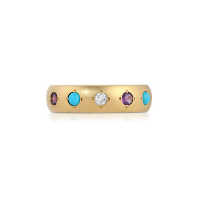 Turquoise, Amethyst, & Diamond Gypsy Band