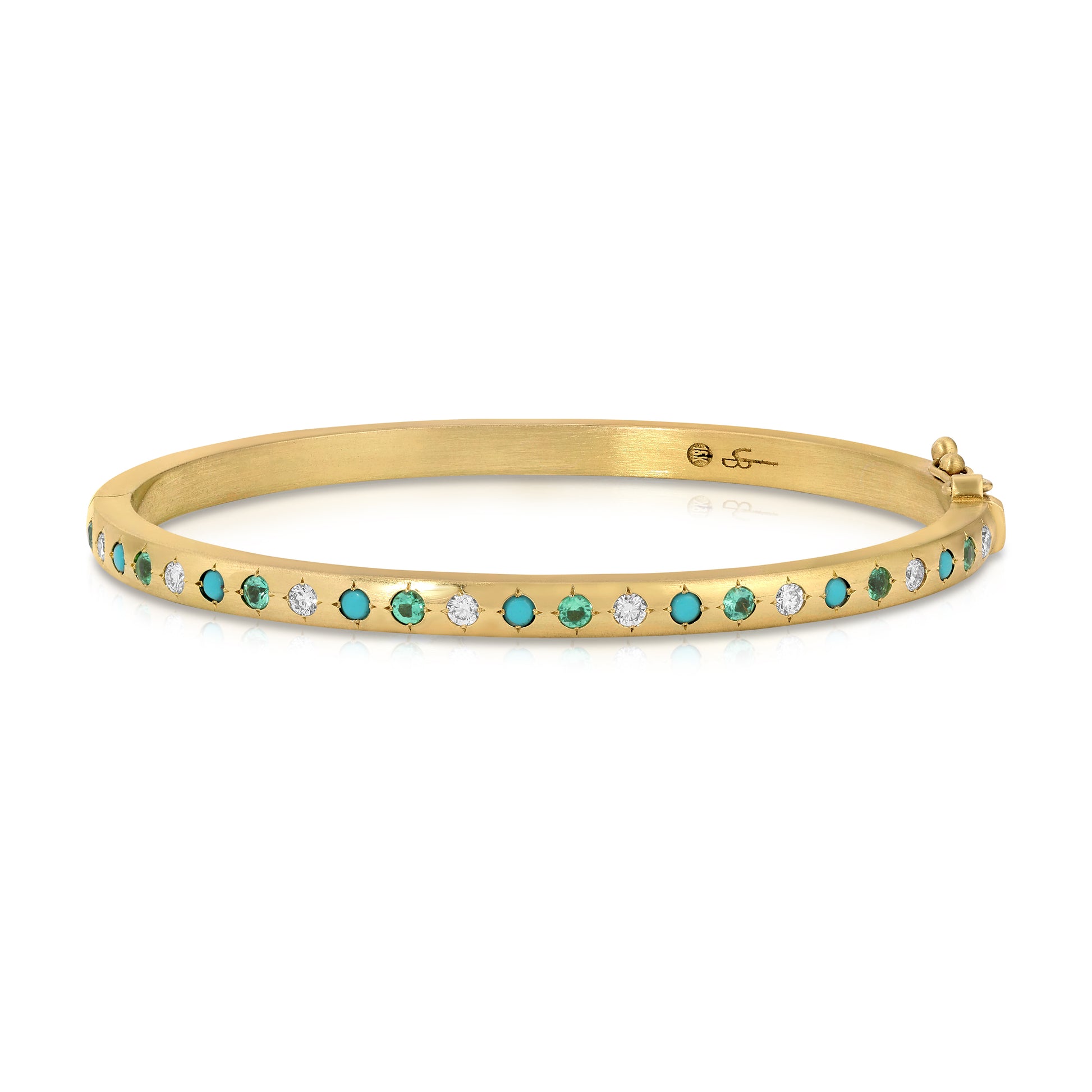 Mini Turquoise, Emerald, & Diamond Gypsy Bangle