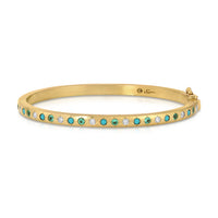 Mini Turquoise, Emerald, & Diamond Gypsy Bangle