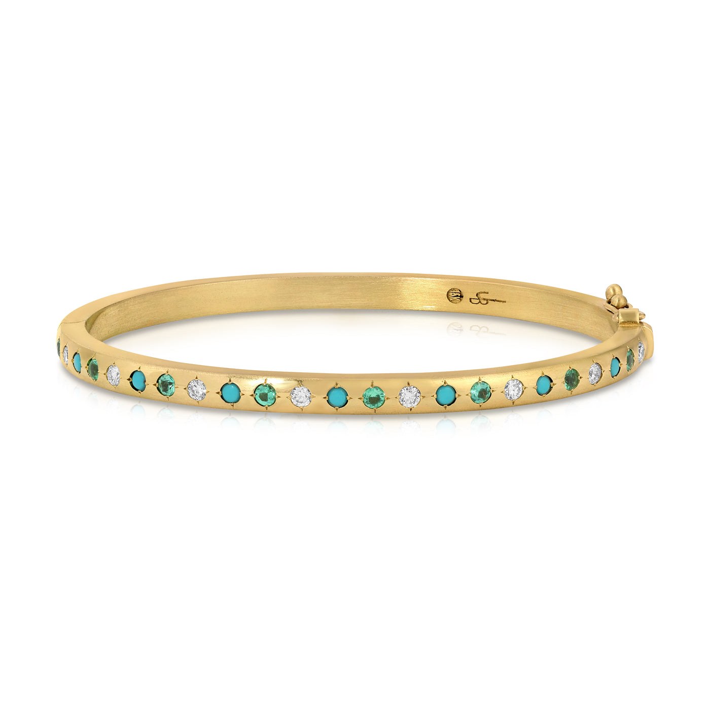 Mini Turquoise, Emerald, & Diamond Gypsy Bangle
