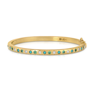 Mini Turquoise, Emerald, & Diamond Gypsy Bangle