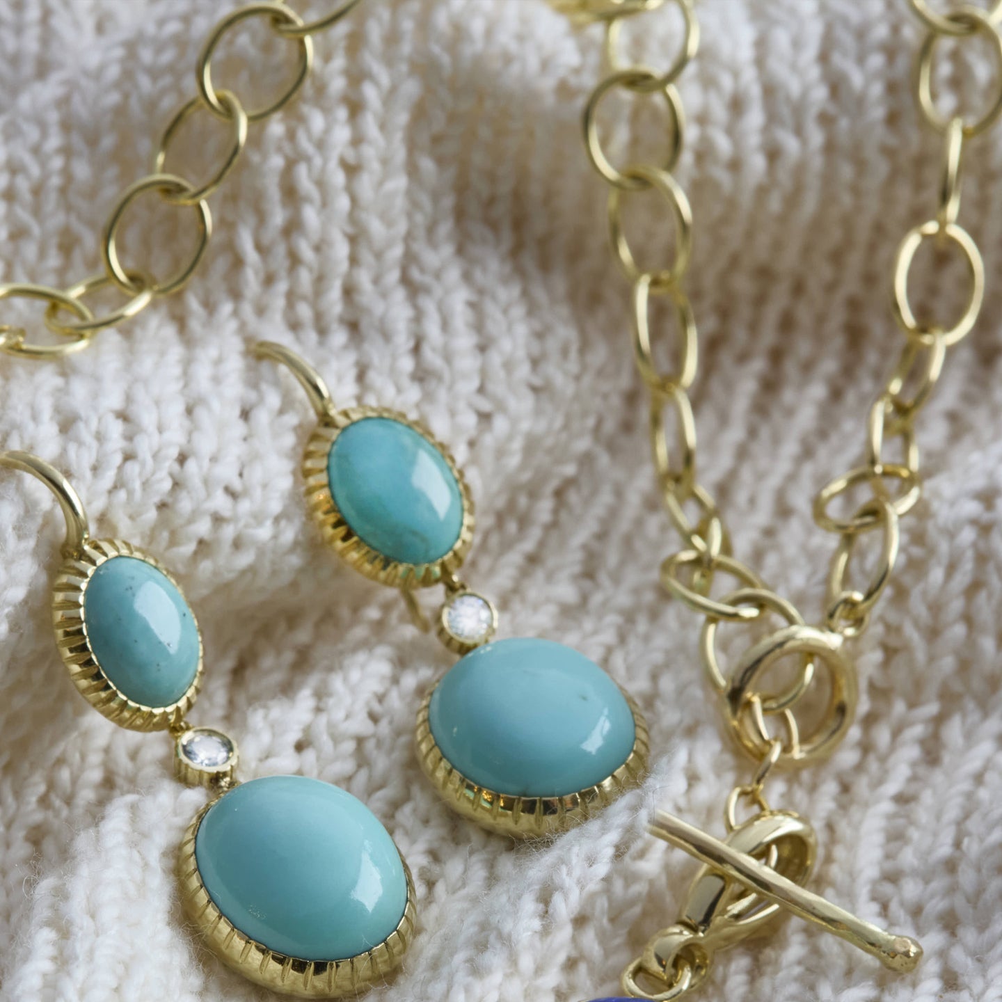Turquoise and Diamond Drop Earrings