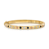 Pearl, Coral, Blue Sapphire and Diamond Gypsy Bangle