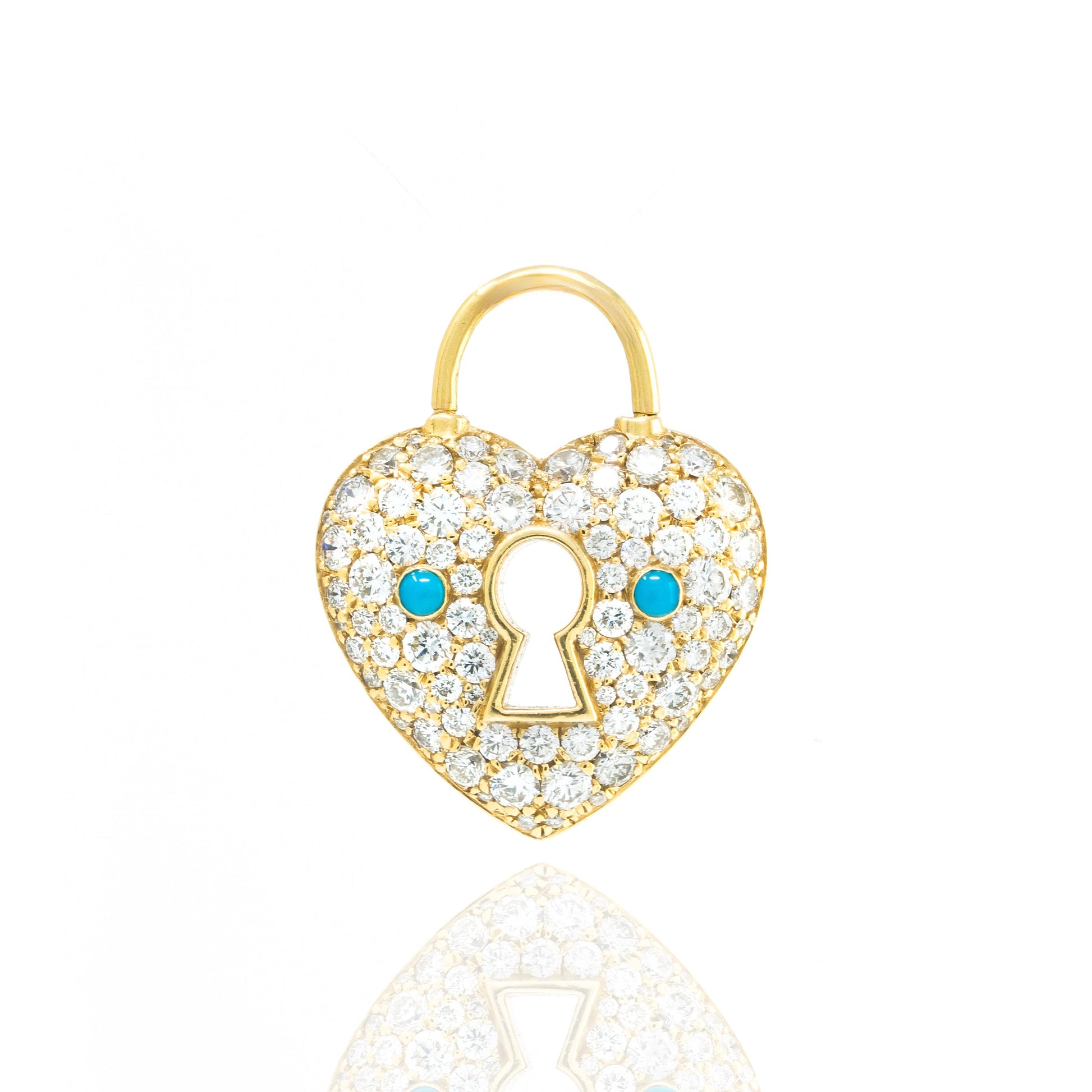 Padlock Heart with Diamond and Turquoise