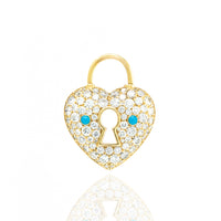 Padlock Heart with Diamond and Turquoise