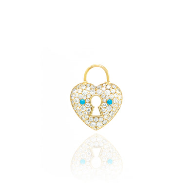 Padlock Heart with Diamond and Turquoise