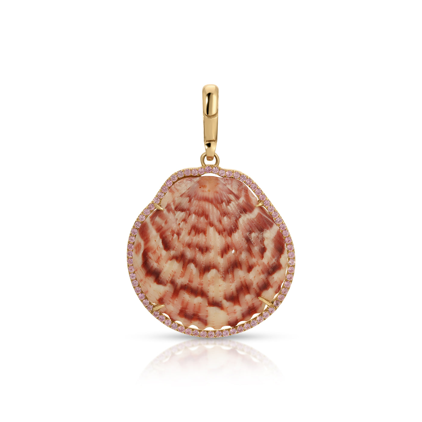 Natural Shell in Pink Sapphire Frame Charm