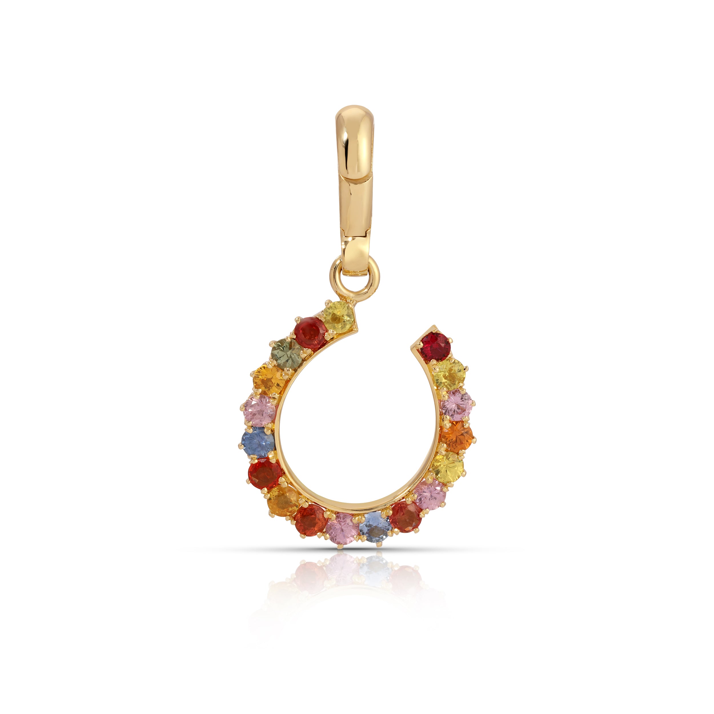 Rainbow Sapphire Horseshoe Charm