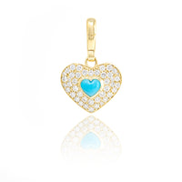 Turquoise and Diamond Pave Heart Charm