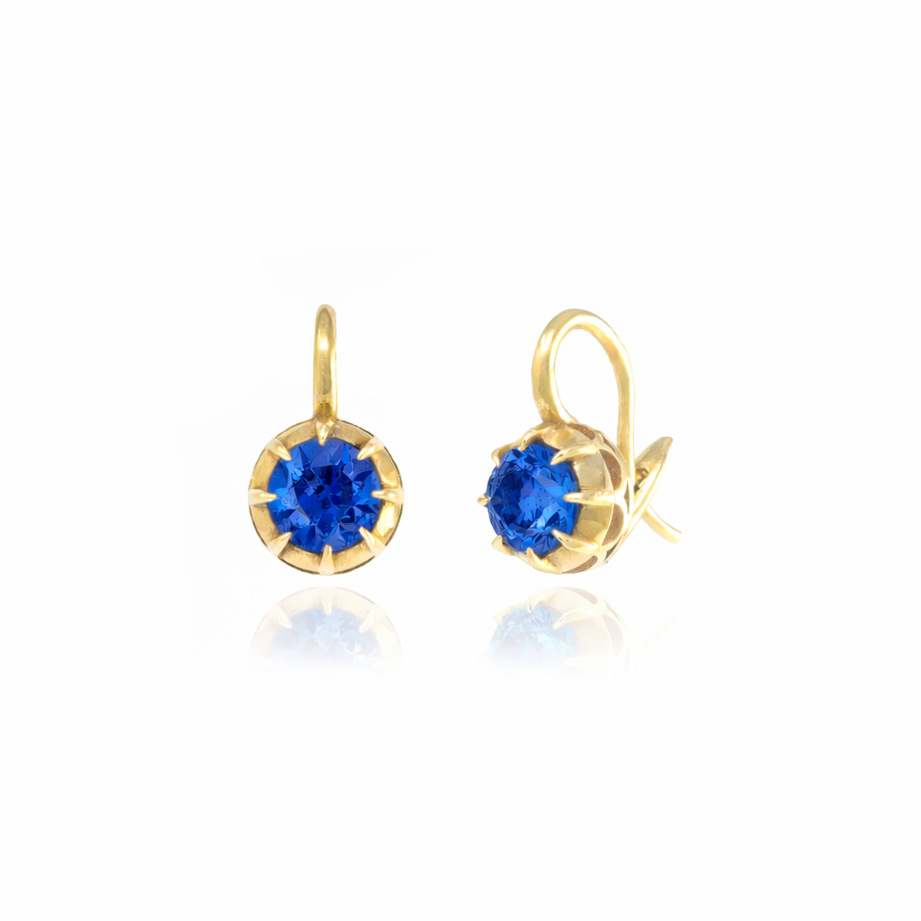 Victorian Round Sapphire Drop Earrings