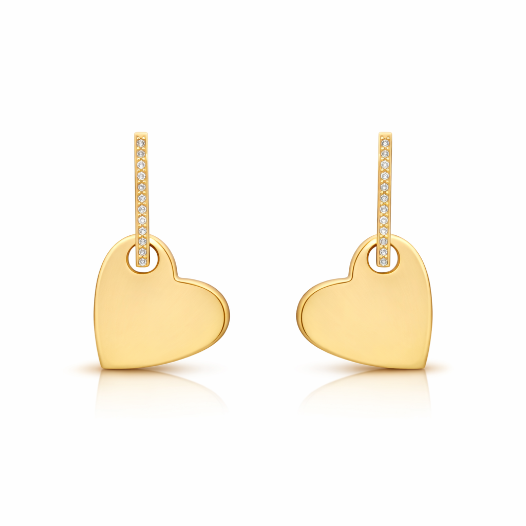 Flat Anchored Hearts on Diamond Huggies
