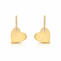 Flat Anchored Hearts on Diamond Huggies
