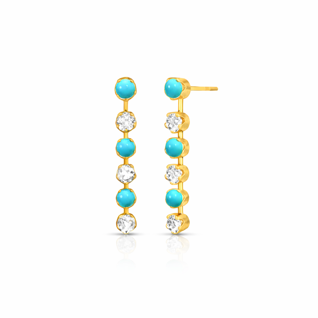 Turquoise and Diamond Victorian Fringe Earrings