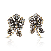 Blackened Diamond Flower Earrings