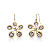 Paisley Blackened Diamond Flower Earrings
