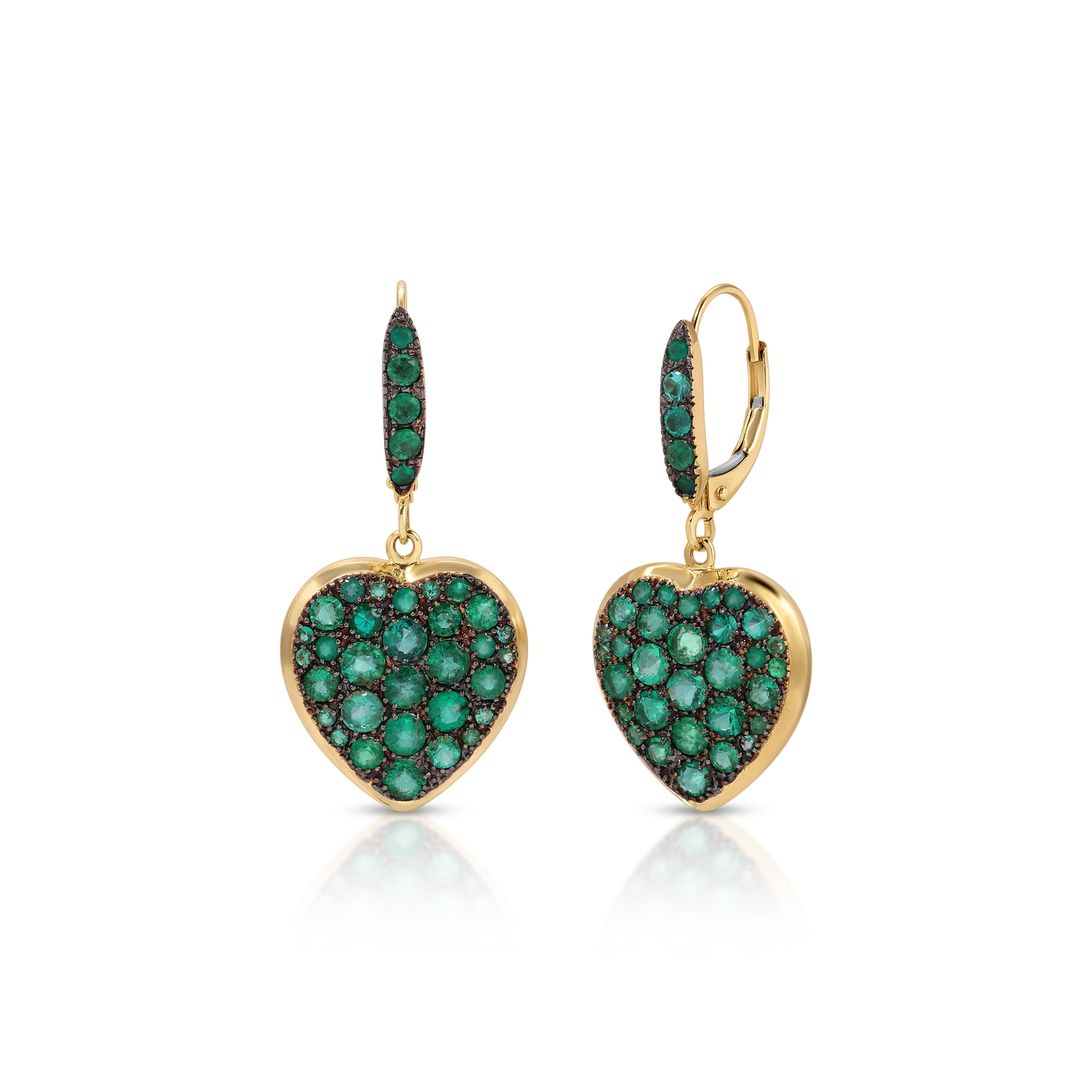 Emerald Heart Lock Earrings