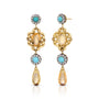 Vintage Turquoise, Diamond, and Citrine Drop Earrings