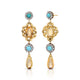 Vintage Turquoise, Diamond, and Citrine Drop Earrings
