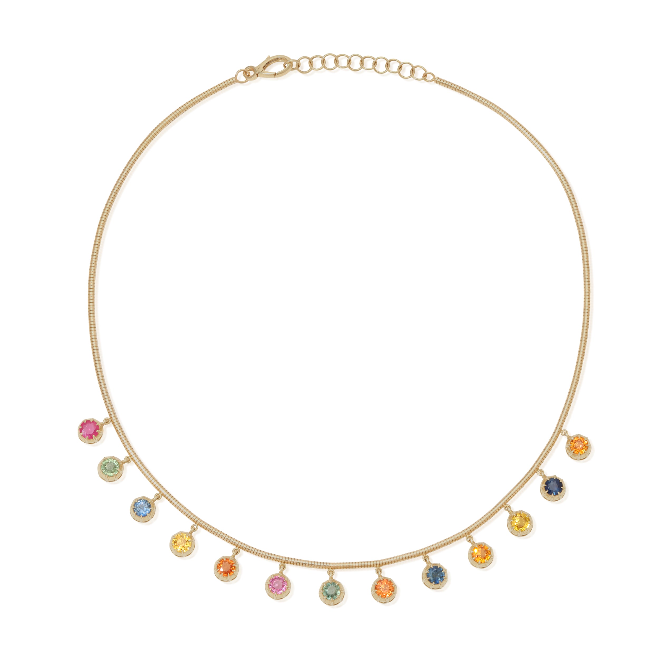 Rainbow Sapphire Fringe Necklace