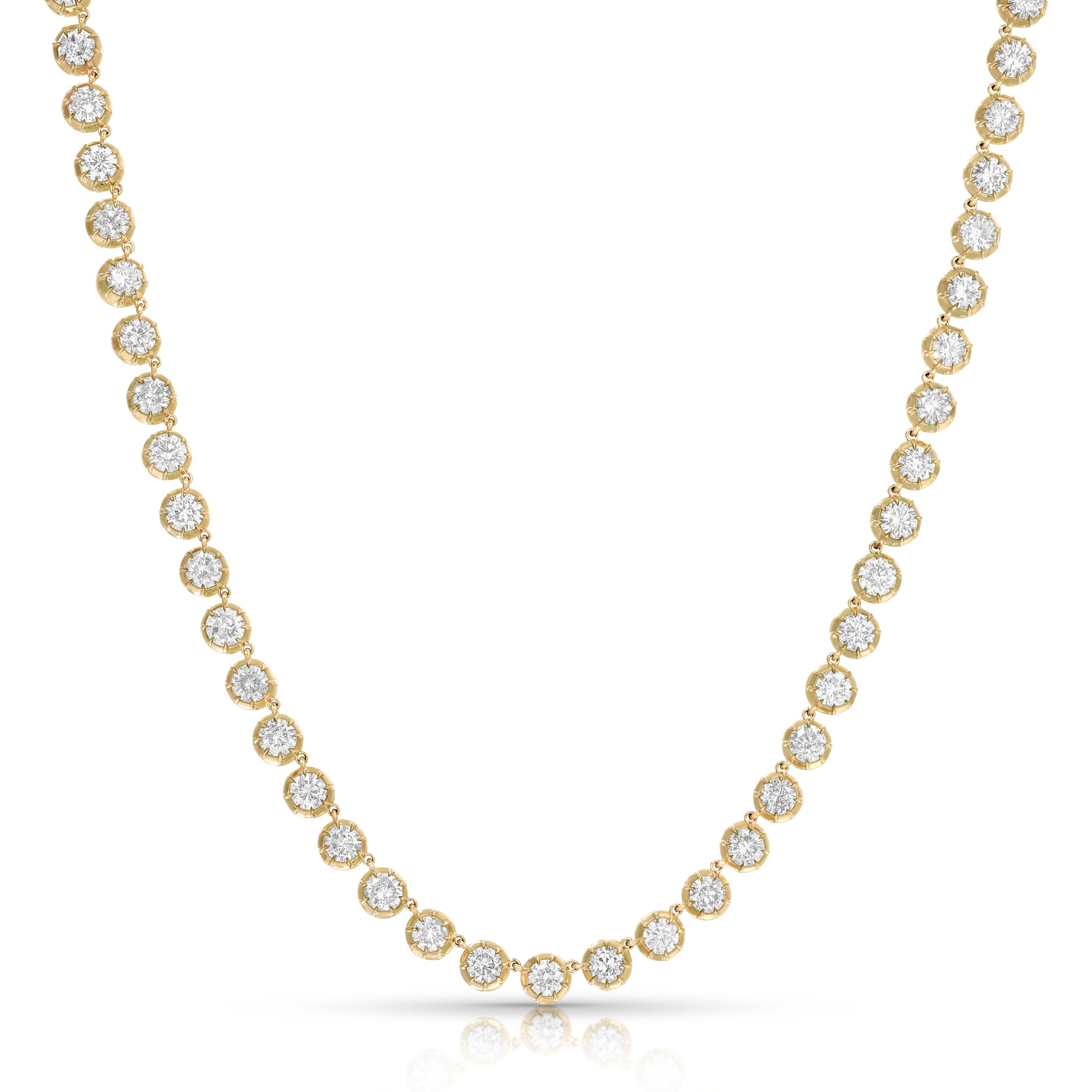 Long Two Toned Diamond Riviere Necklace